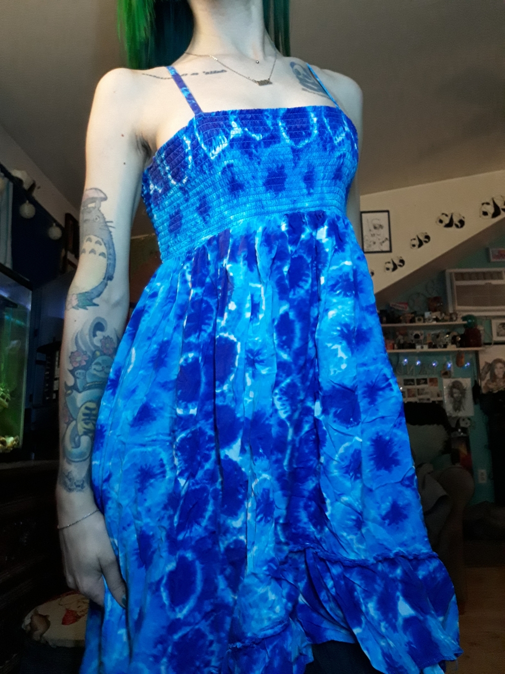 The Children's Place Blue Tie-Dye Smocked Dress